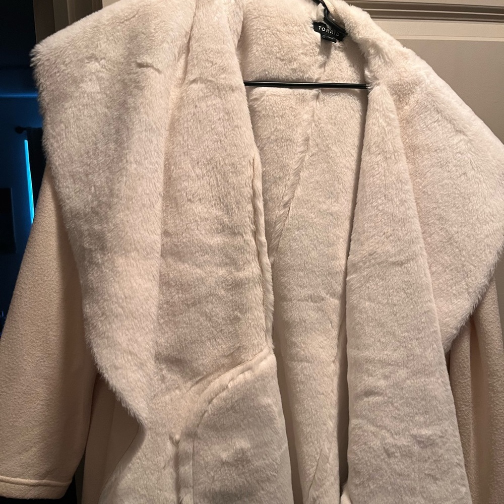 Torrid Cream Faux Fur Jacket